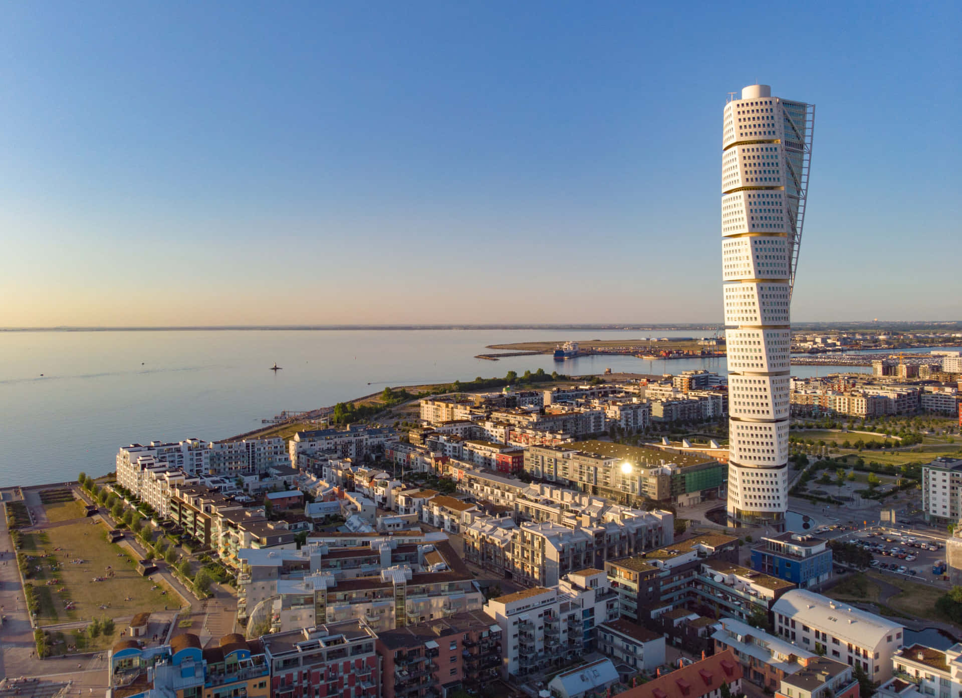 Malmo Zweden Skyline Turning Torso Achtergrond