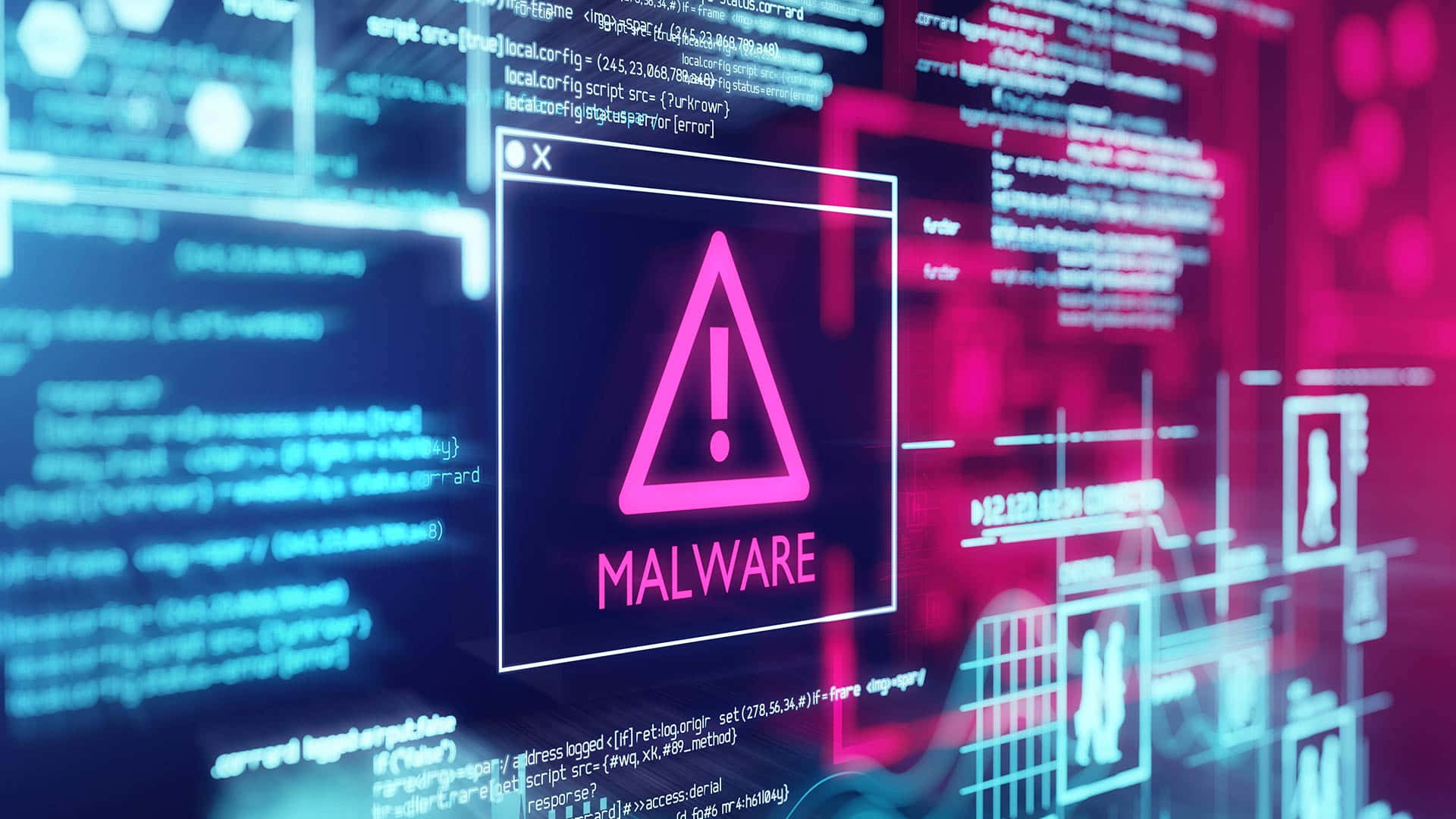 Et computerskærm med et skilt, der siger malwareadvarsel Wallpaper