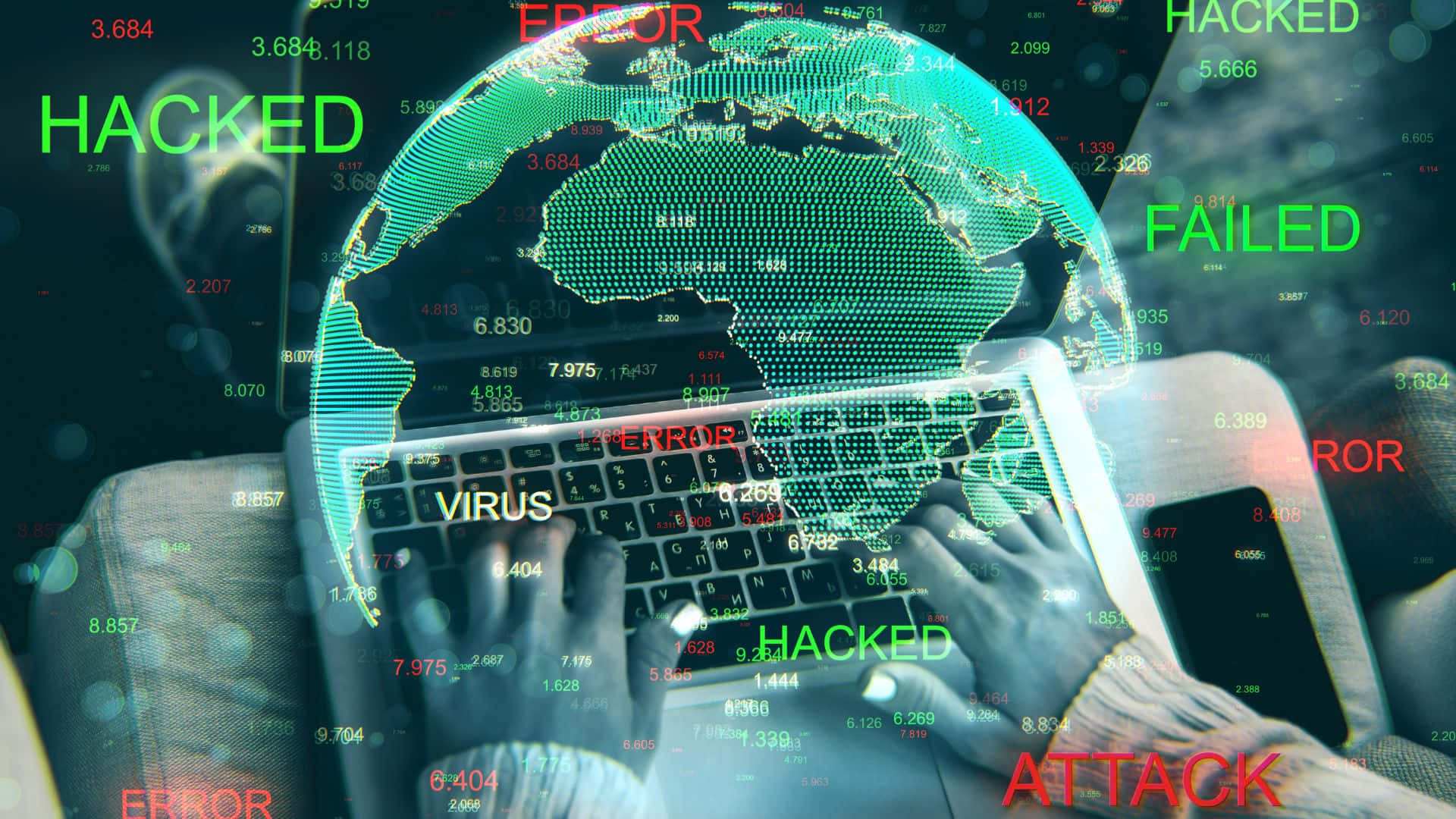 Weltkugelmit Verschiedenen Malware-bedrohungsdesigns Wallpaper