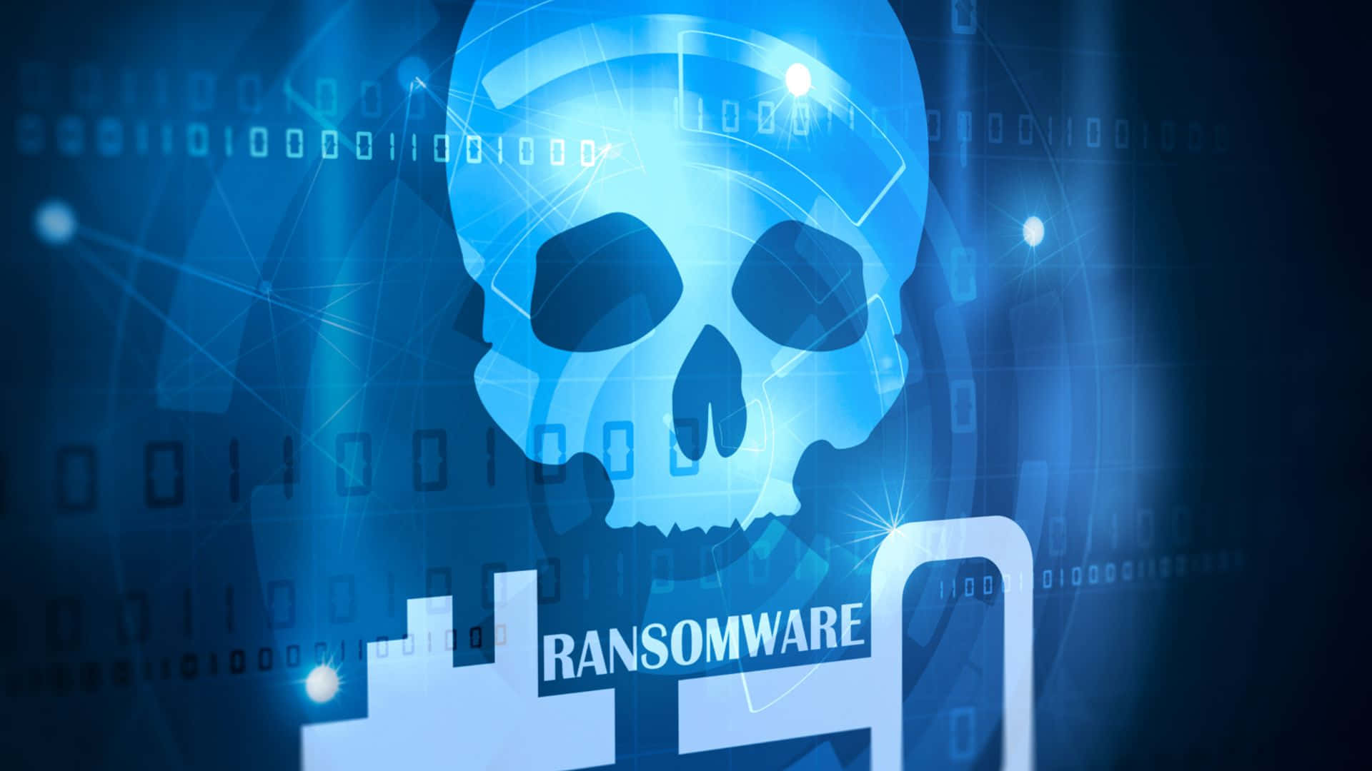 Schädelvisuelles Gebrochenes Schlüssel Ransomware Malware Wallpaper