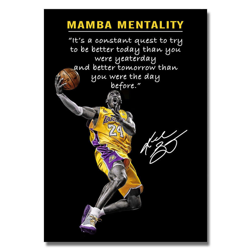 AMART SUN NBA Basketball Player Sports Home Decor  Kobe Bryant Mamba  Mentality Quote Poster Inspirational Canvas Wall Art  Motivational Artwork  for HomeOfficeGym Wall Decor Framed Ready to Hang  Amazonin