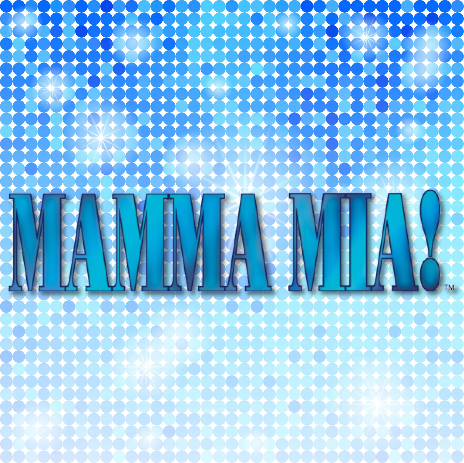Mamma Mia Minimalist Blue Lettering Wallpaper