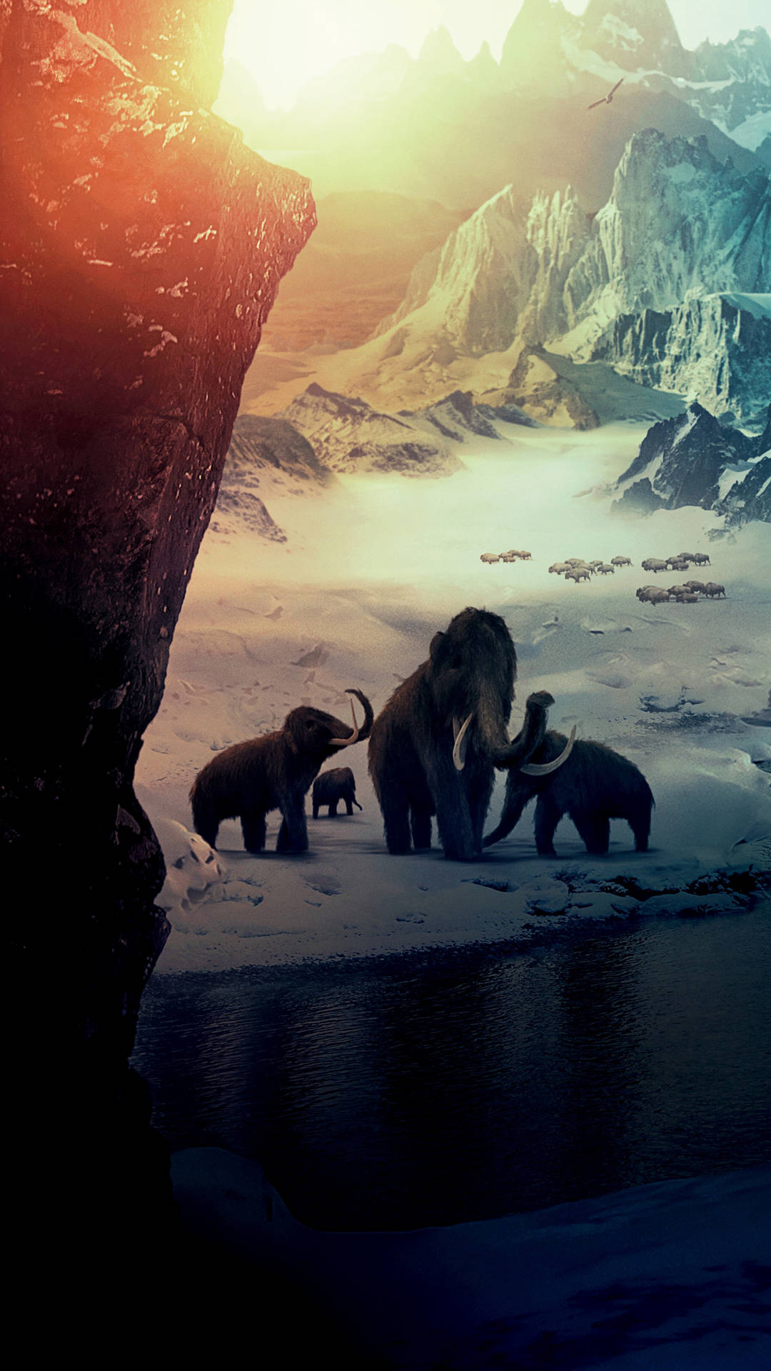 Mammoth In A Frozen Lake Wallpaper