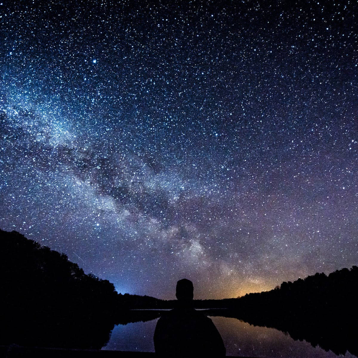 Man And Starry Space Universal Wallpaper