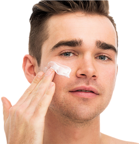 Man Applying Facial Cream PNG