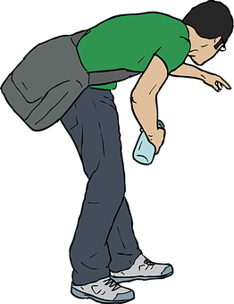 Man Bending Over Picking Up Trash PNG