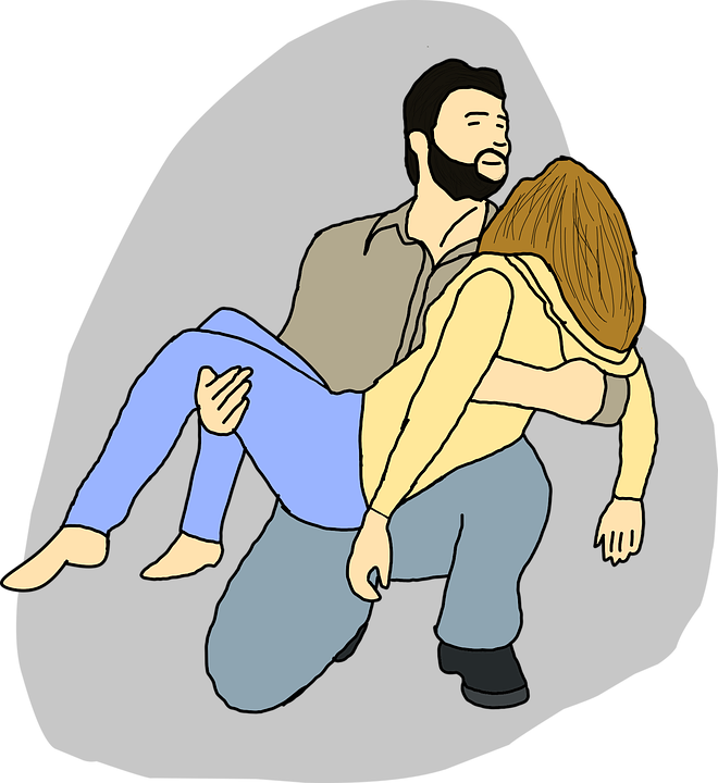 Man Carrying Woman Illustration PNG