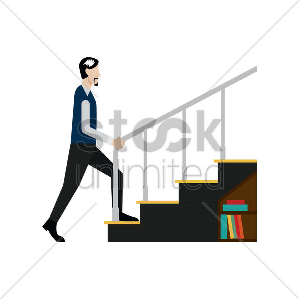 Man Climbing Stairs Graphic PNG
