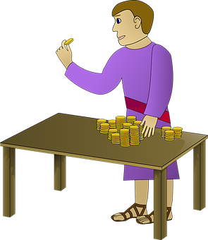 Man Counting Gold Coins PNG