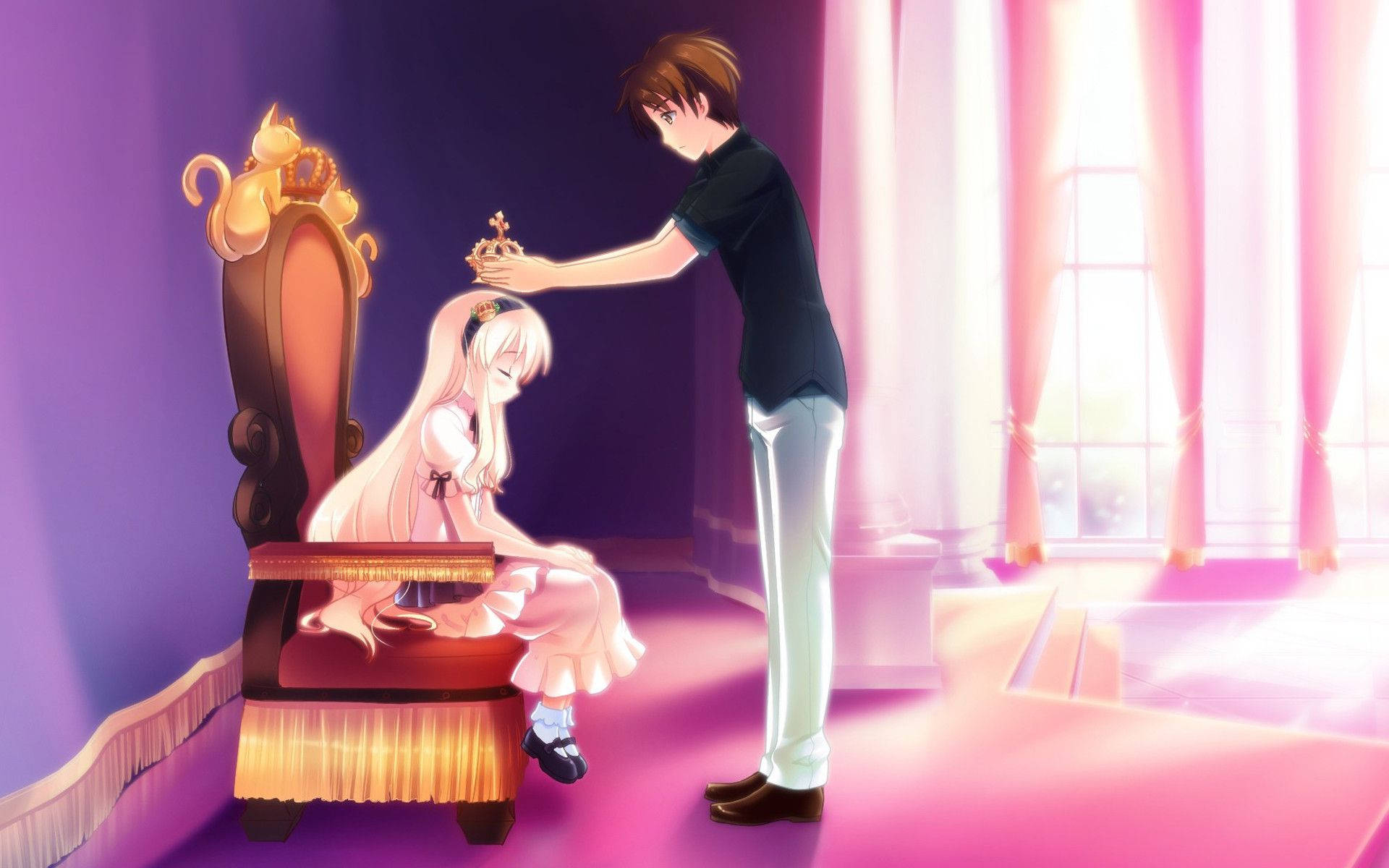 Hombrecoronando A Mujer Amor Anime. Fondo de pantalla