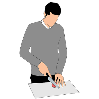 Man Cutting Vegetable Illustration PNG