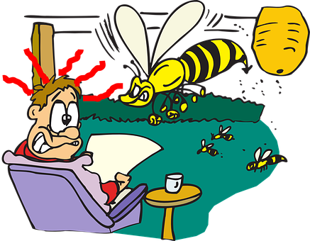Man Disturbedby Bees Outdoors PNG