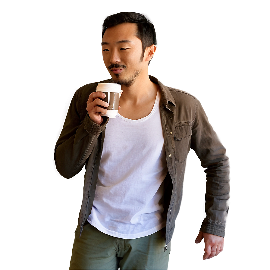 Download Man Drinking Coffee Png 3 | Wallpapers.com