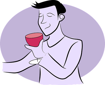 Man Enjoying Wine Cartoon PNG