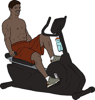 Man Exercisingon Stationary Bike PNG