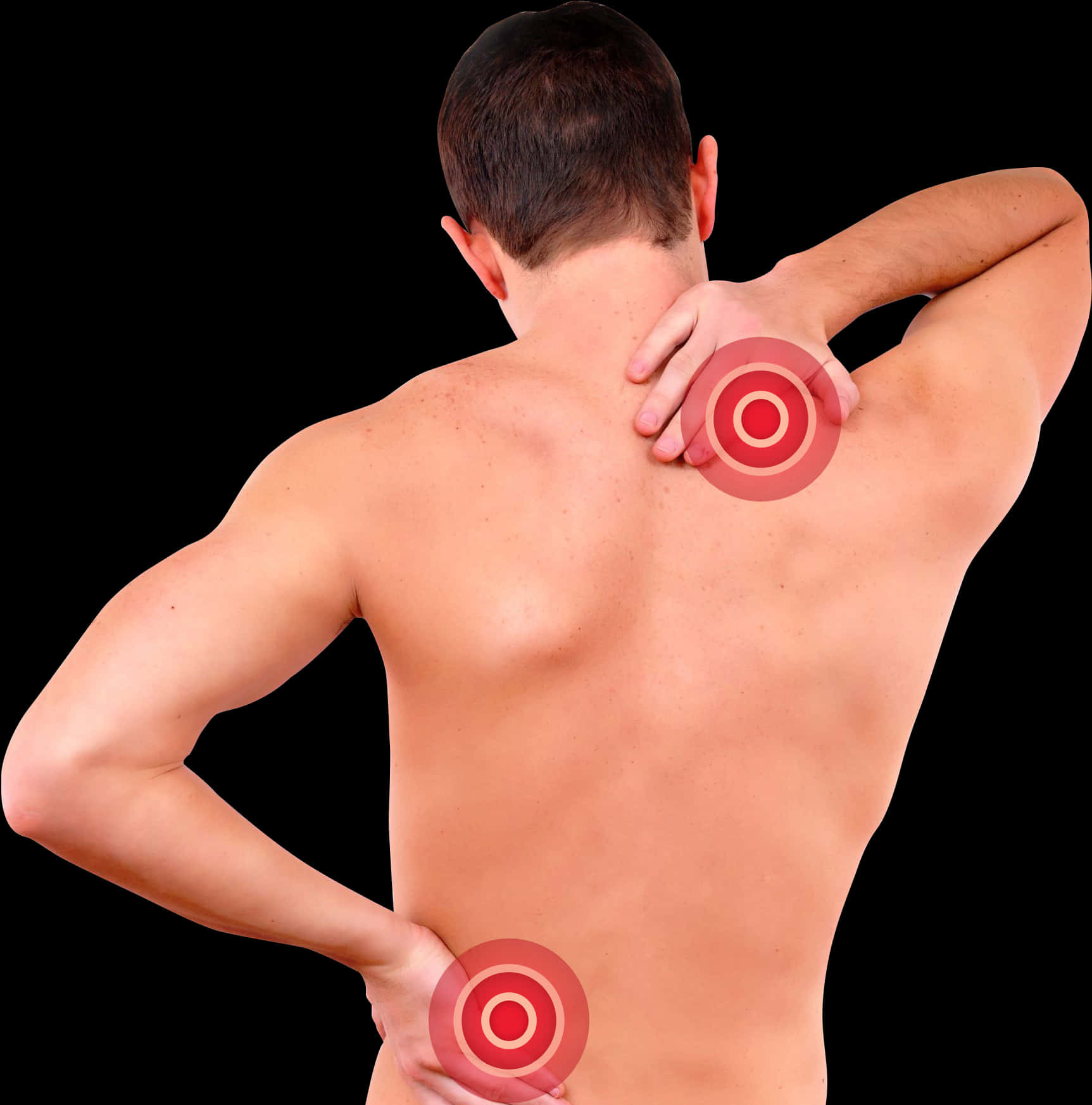 Man Experiencing Backand Shoulder Pain PNG