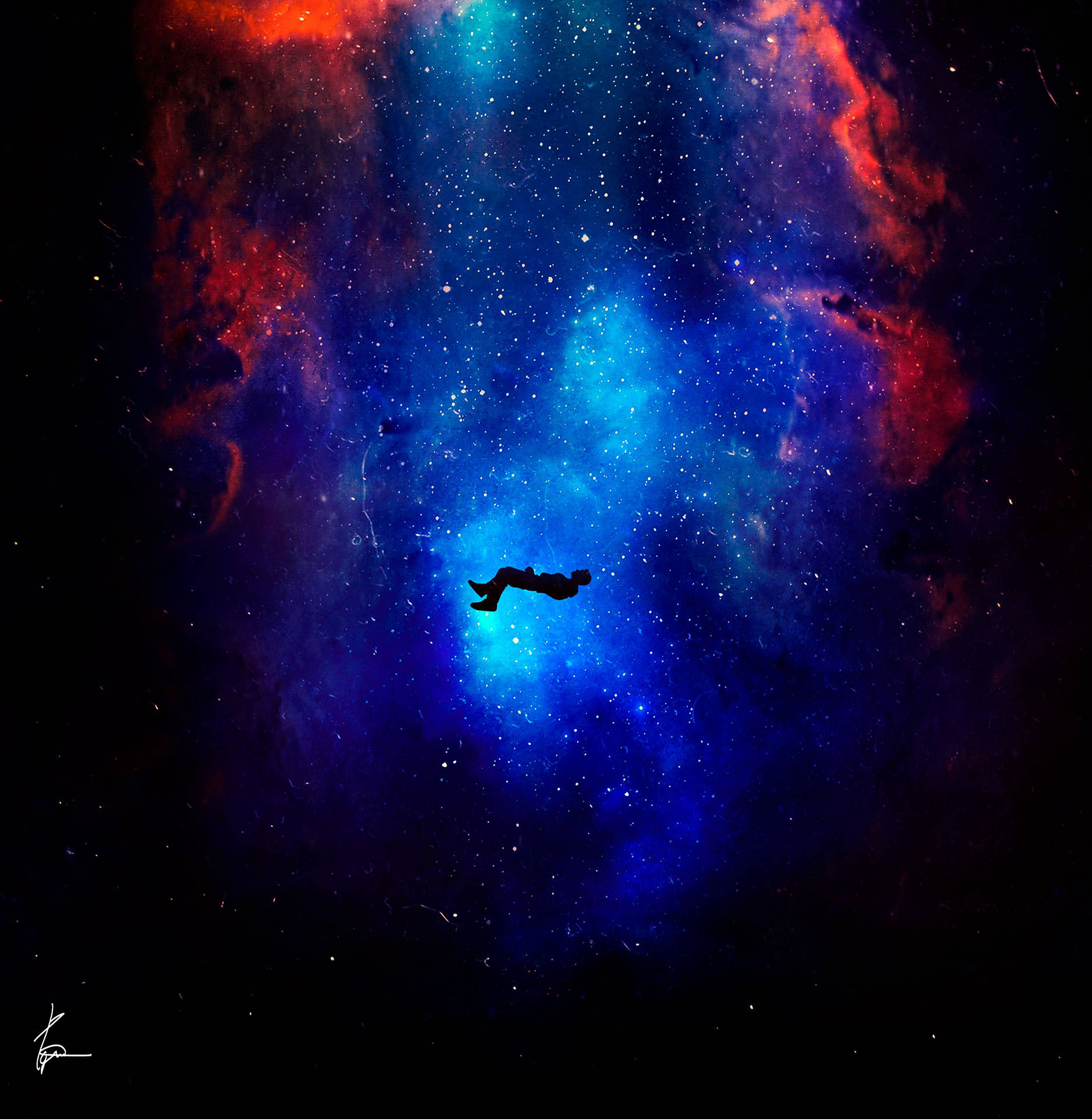 Man Floating In Space Universal Wallpaper