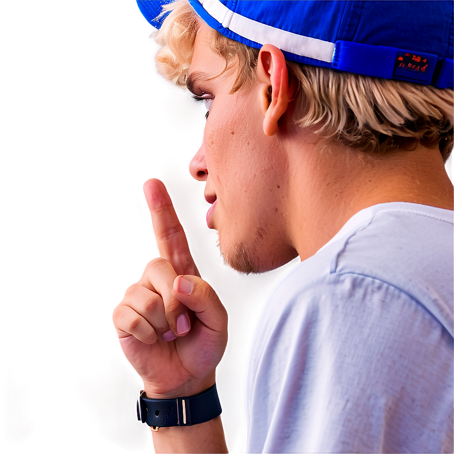 Man Gesture Silence Side View PNG