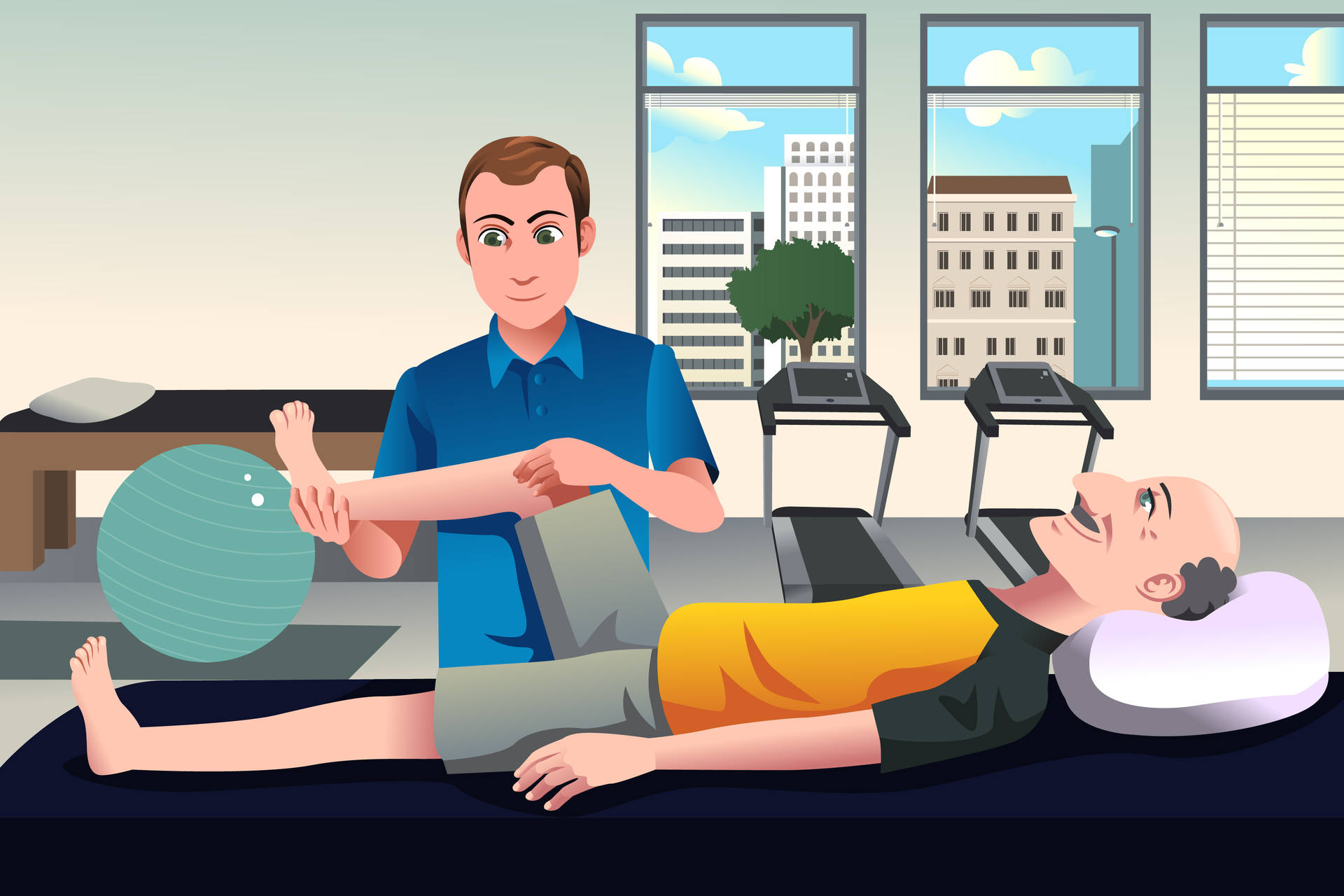 Man Giving Massage Therapy To Patient Digital Illustration Wallpaper