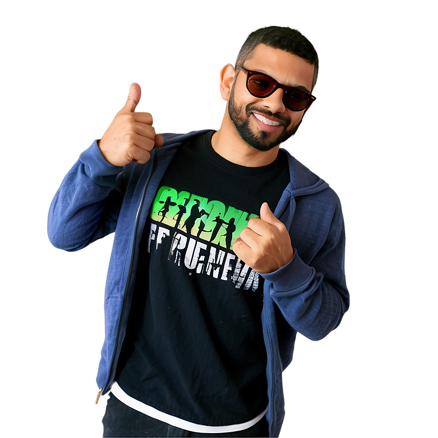 Man Giving Thumbs Upin Casual Wear PNG