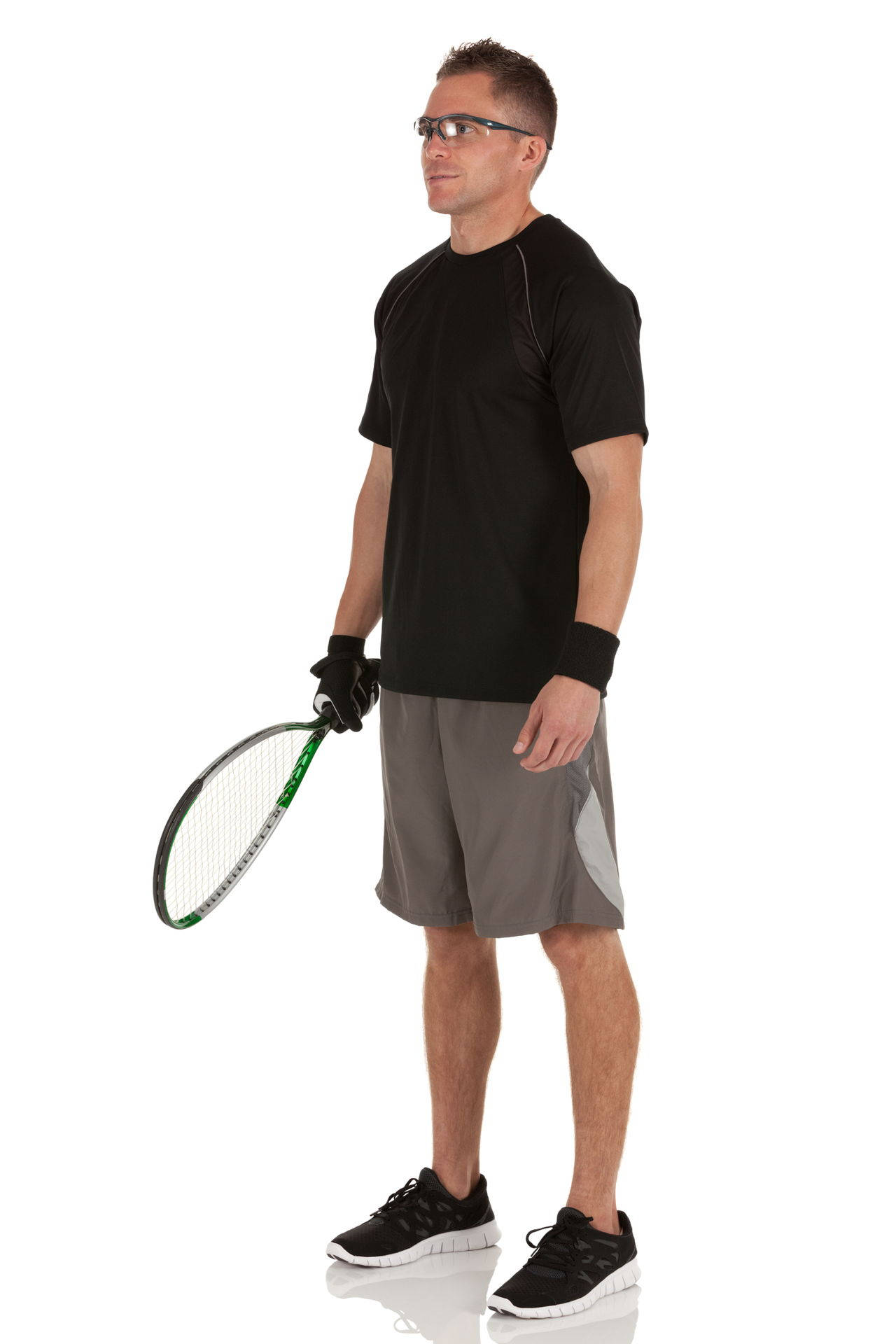 Appassionatogiocatore Di Racquetball Pronto Per L'azione Sfondo