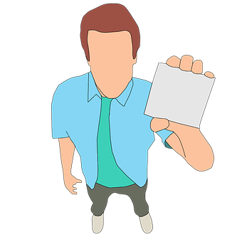 Man Holding Blank Card PNG