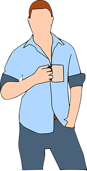 Man Holding Coffee Mug Vector PNG