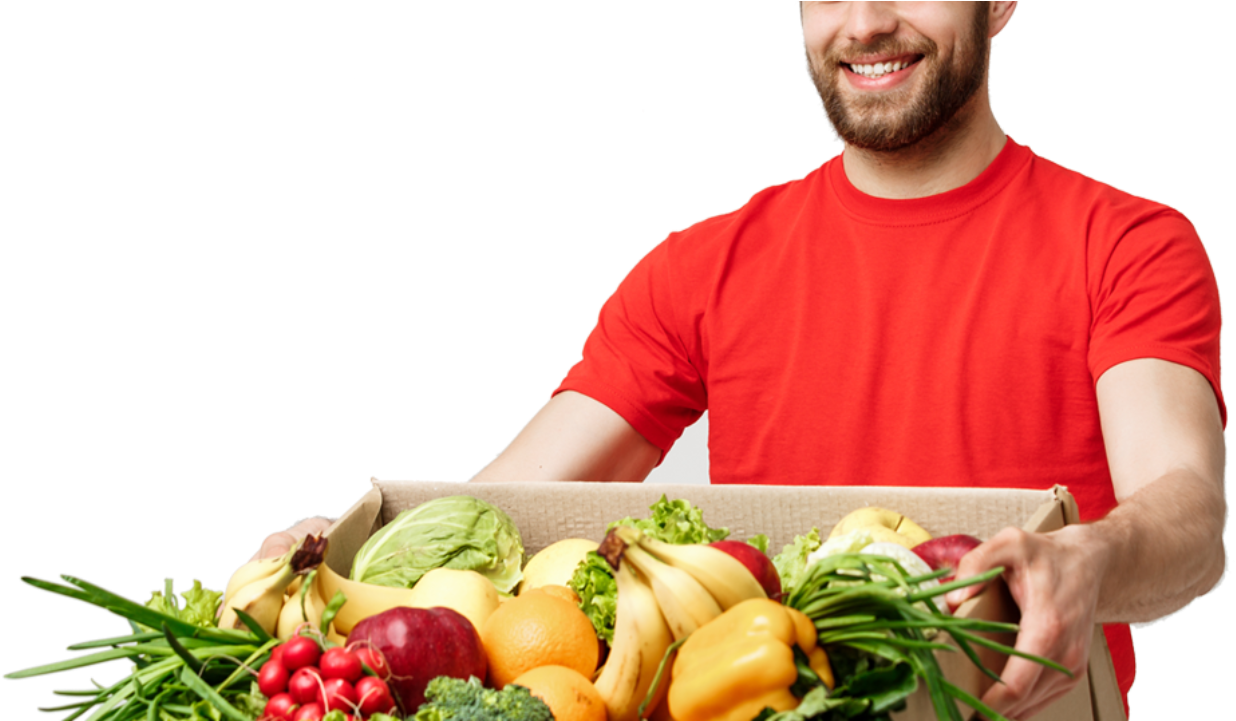 Man Holding Fresh Vegetables Box PNG