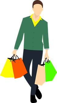 Man Holding Shopping Bags Vector PNG
