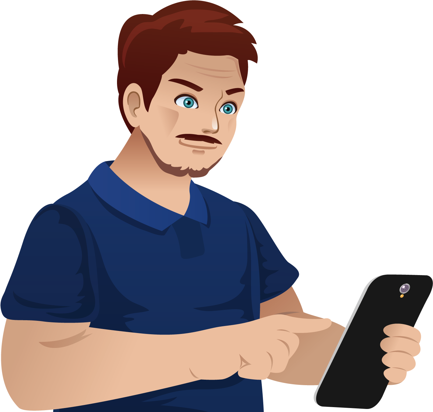 Man Holding Smartphone Clipart PNG