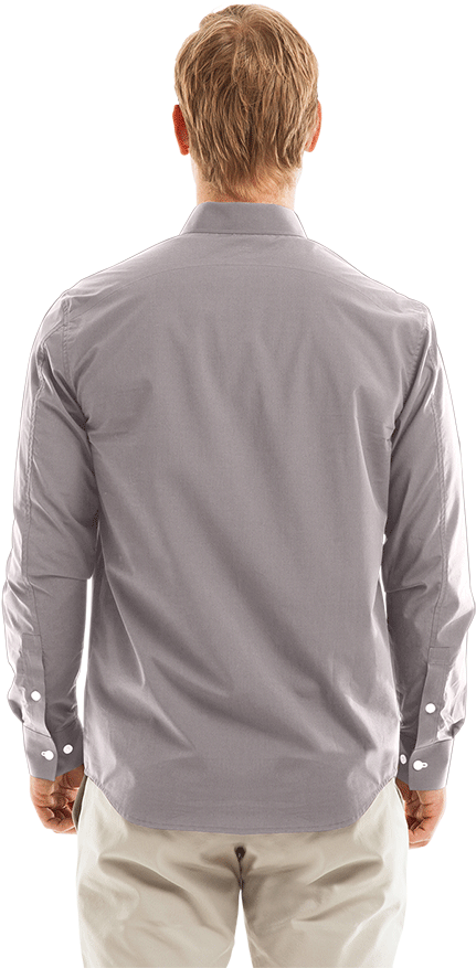 Man In Grey Dress Shirt Back View PNG