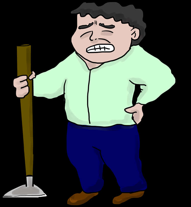 Man In Pain With Cane_ Illustration PNG