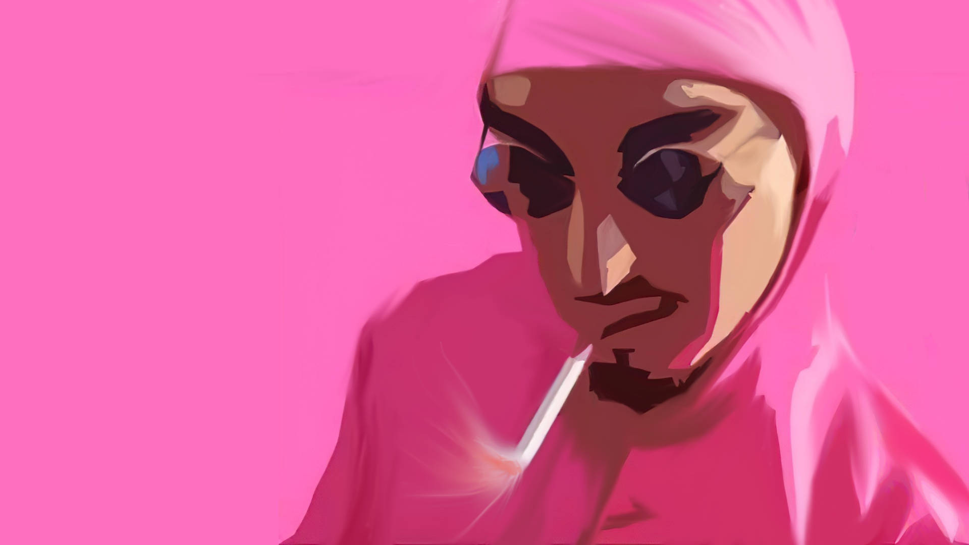 Man In Pink Smoking Vector Wallpaper