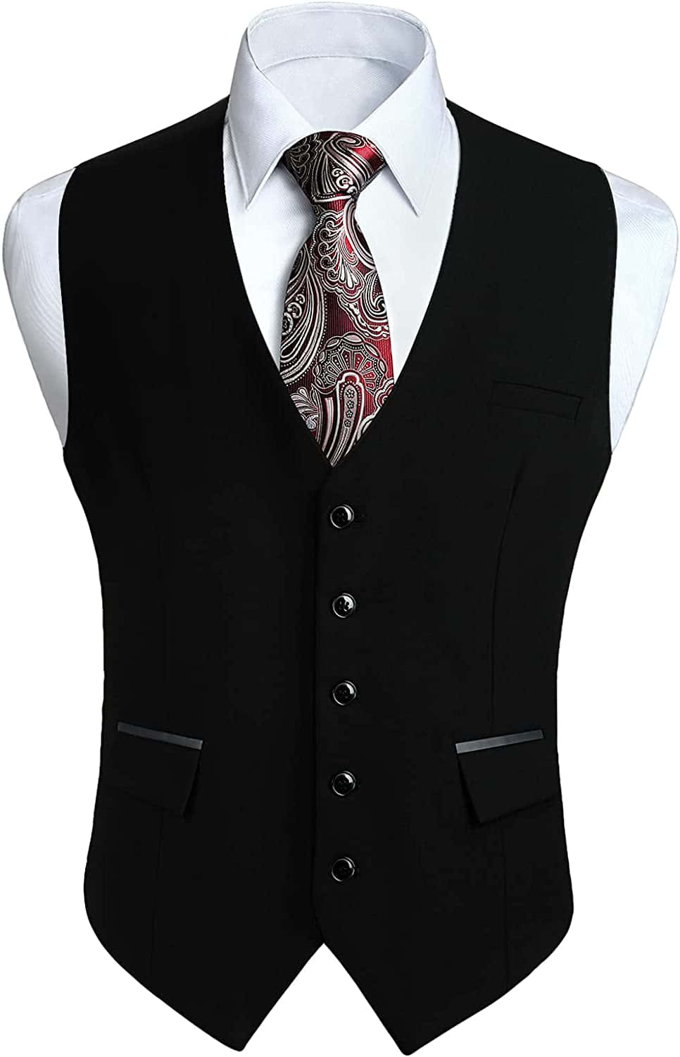 A Black Vest With A Paisley Tie