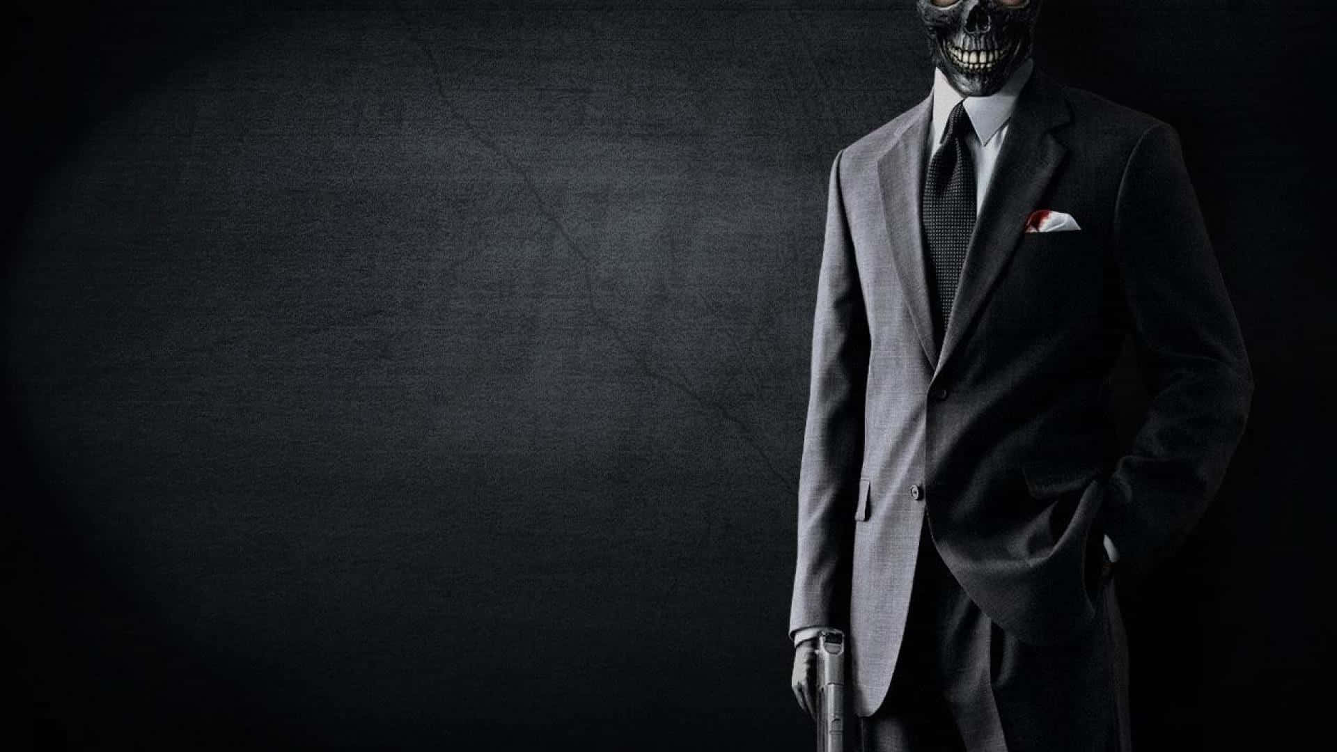 Man In Suit With Skull Face Wallpaper