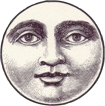 Man In The Moon Vintage Illustration PNG