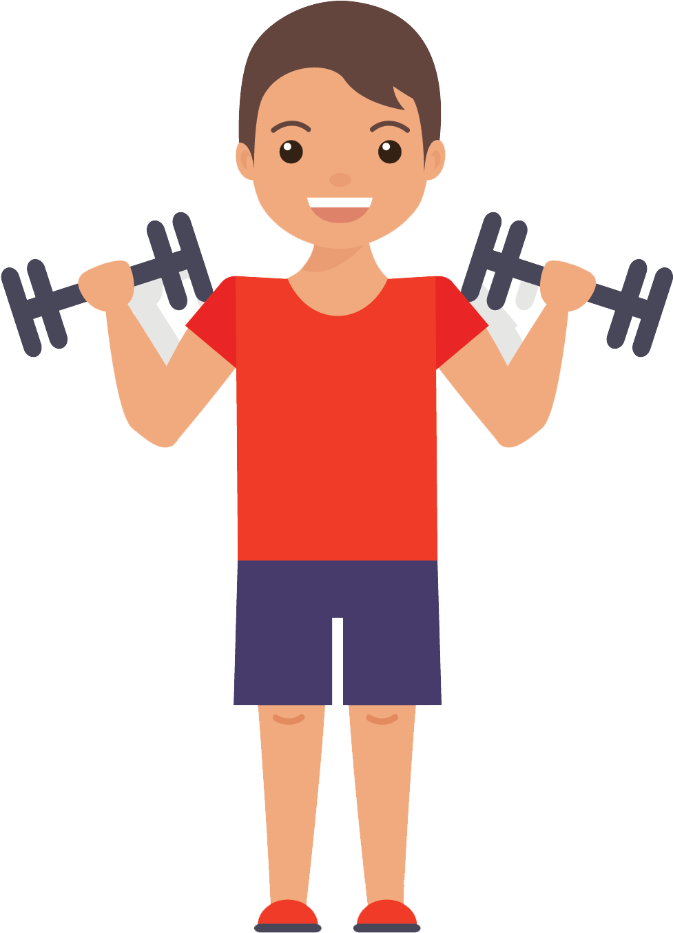 Man Lifting Dumbbells Cartoon PNG