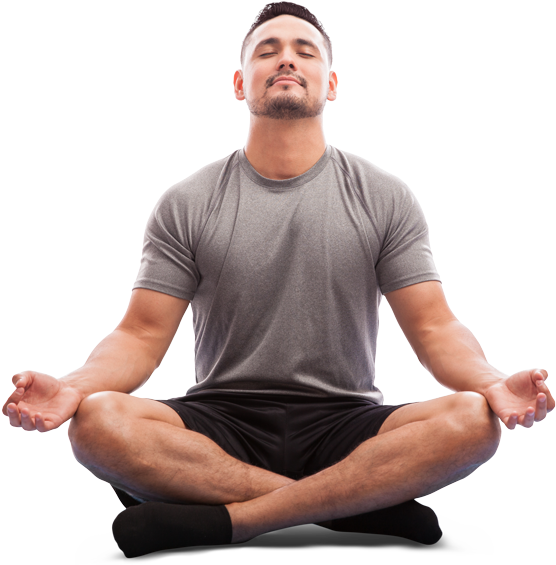 Man Meditatingin Lotus Position PNG