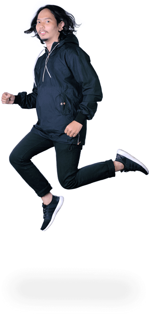 Man Midair Jump Black Outfit PNG