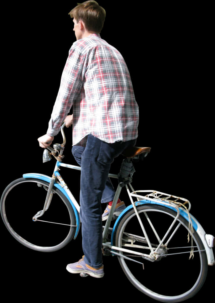 Man Mounting Bicycle PNG