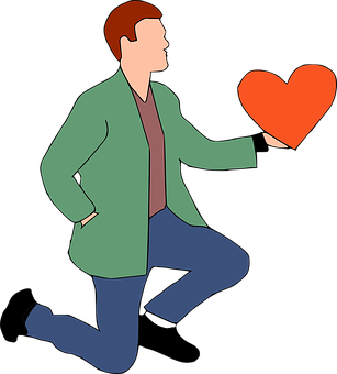 Man Offering Heart Illustration PNG