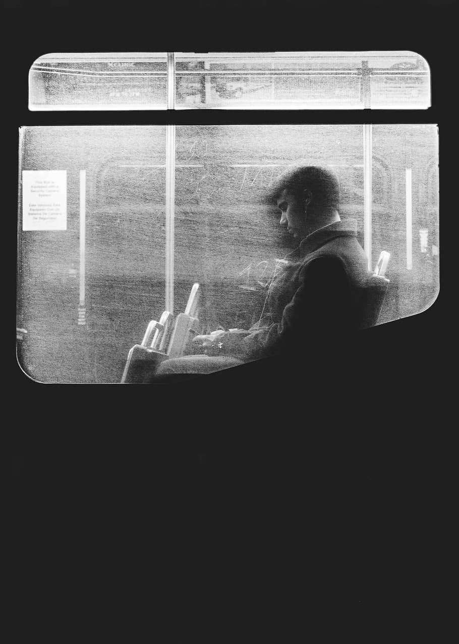 Man On a Bus Black And White PFP Wallpaper