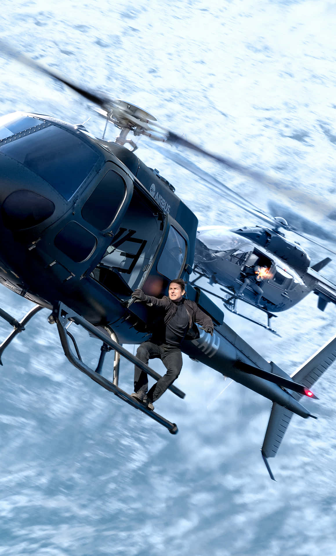 Man Outside Helicopter Wallpaper