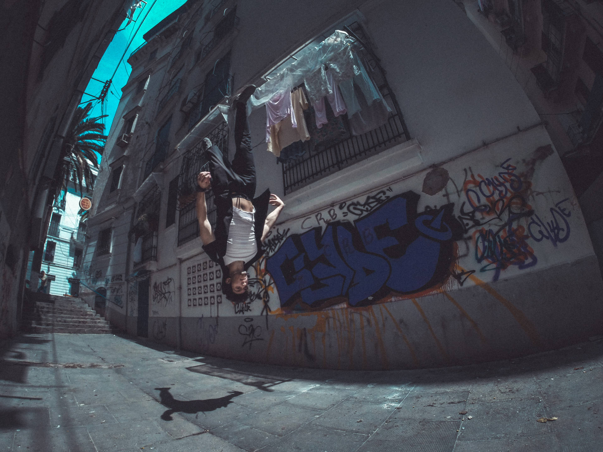 Man Performing Areal Parkour wallpaper