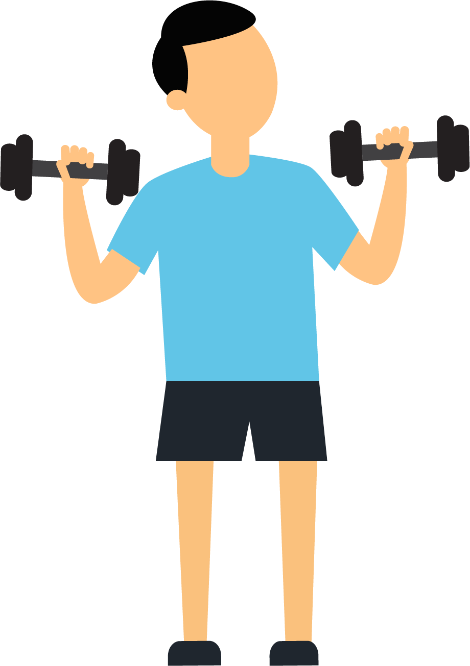 Man Performing Bicep Curls With Dumbbells PNG