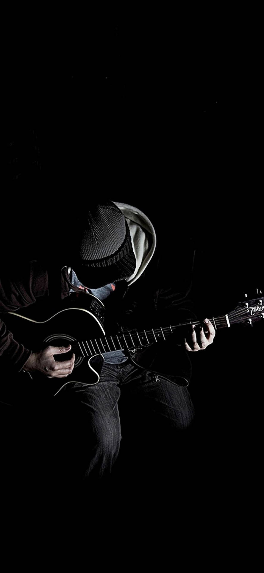 Mand spiller guitar iPhone mørk og stemningsfuld tapet Wallpaper
