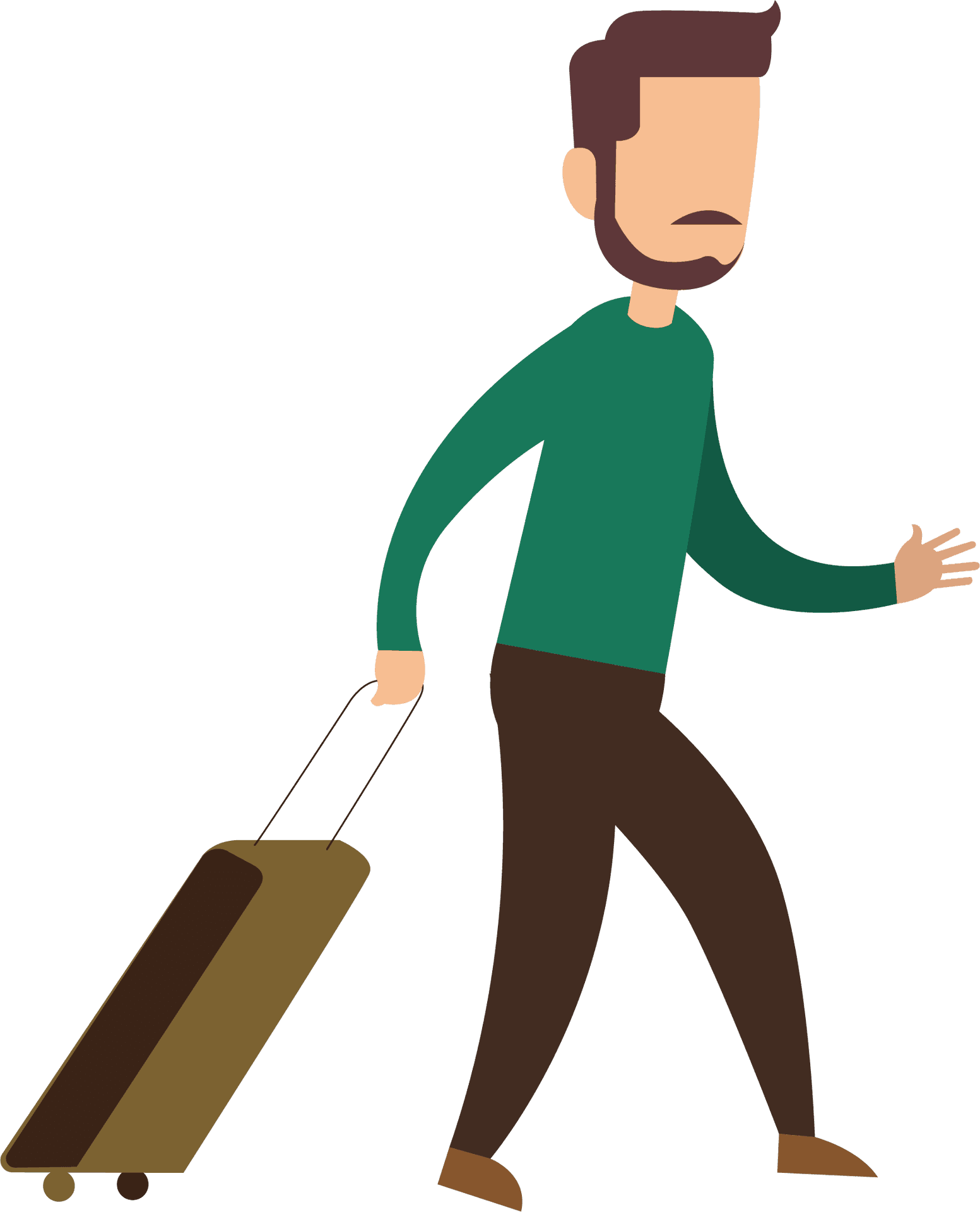 Man Pulling Suitcase Travel Vector PNG