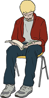 Man Reading Book Illustration PNG