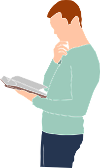 Man Reading Book Illustration PNG