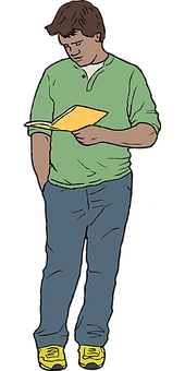 Man Reading Book Illustration PNG